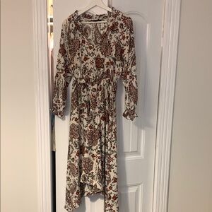 Paisley Print Long Sleeve Dress